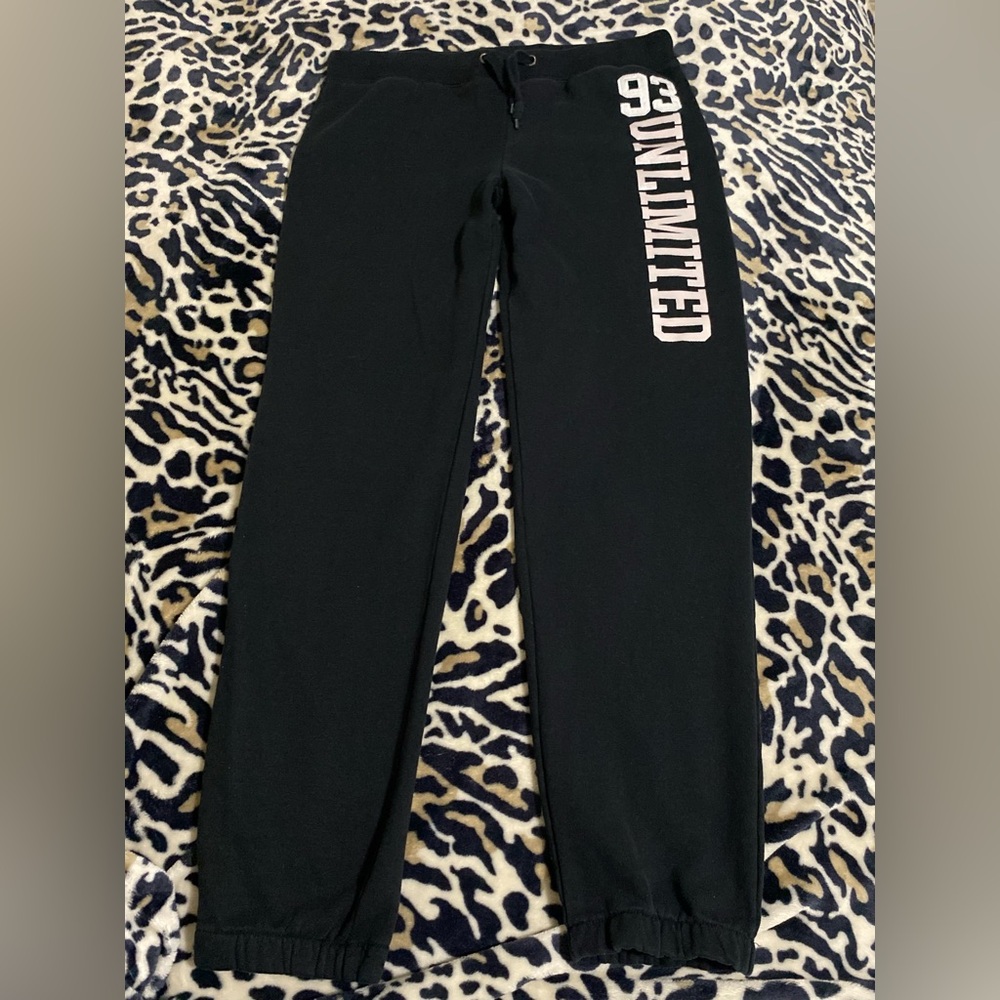 Ecko Unlimited Black Sweat Joggers with White Side 'UNLIMITED' Print